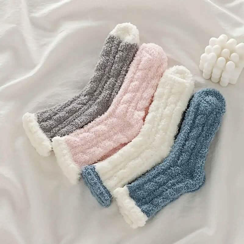 10-Pairs: Coral Fleece Crew Socks