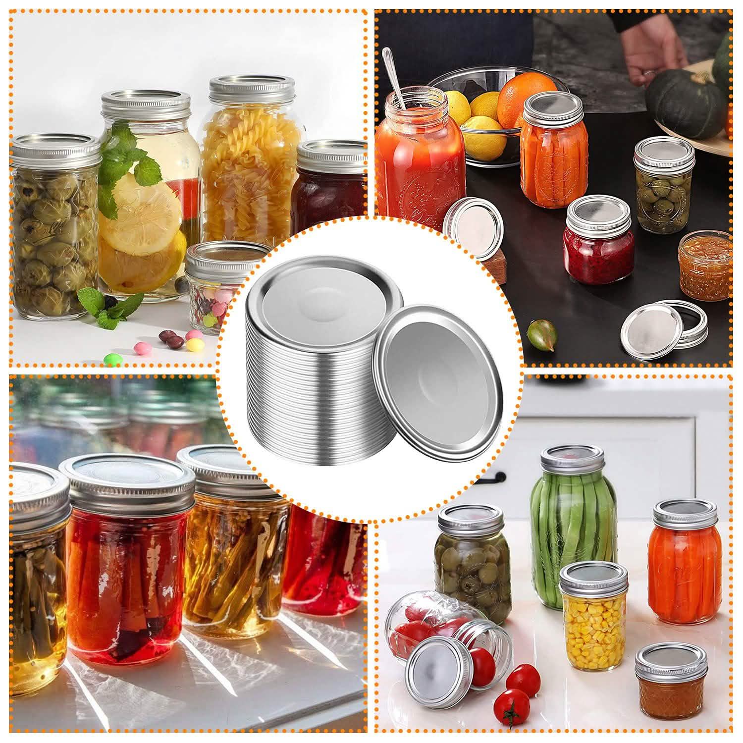 100-Pieces: Regular Mouth Canning Lids