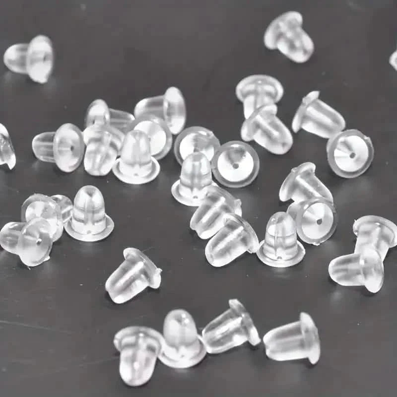 100-Pieces: Transparent Plastic Ear Clog Ear Stud Earring Pin Backs Ear Plug