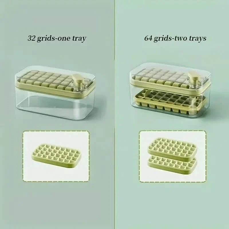 101oz. Ice Cube Tray Set - 64 Pcs Silicone Ice Cube Tray With Lid & Bin