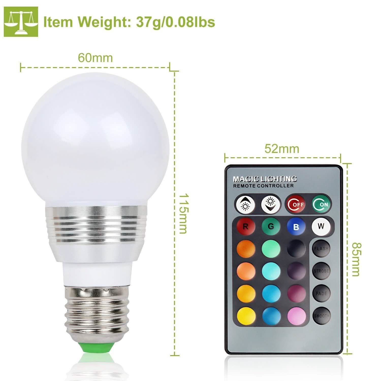 16 Colors Change LED Bulbs E27 3W RGD Dimmable Mood Lighting Lamp
