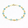 18k Gold Filled High Polish Finish Aquamarine Crystal Ankle Bracelet
