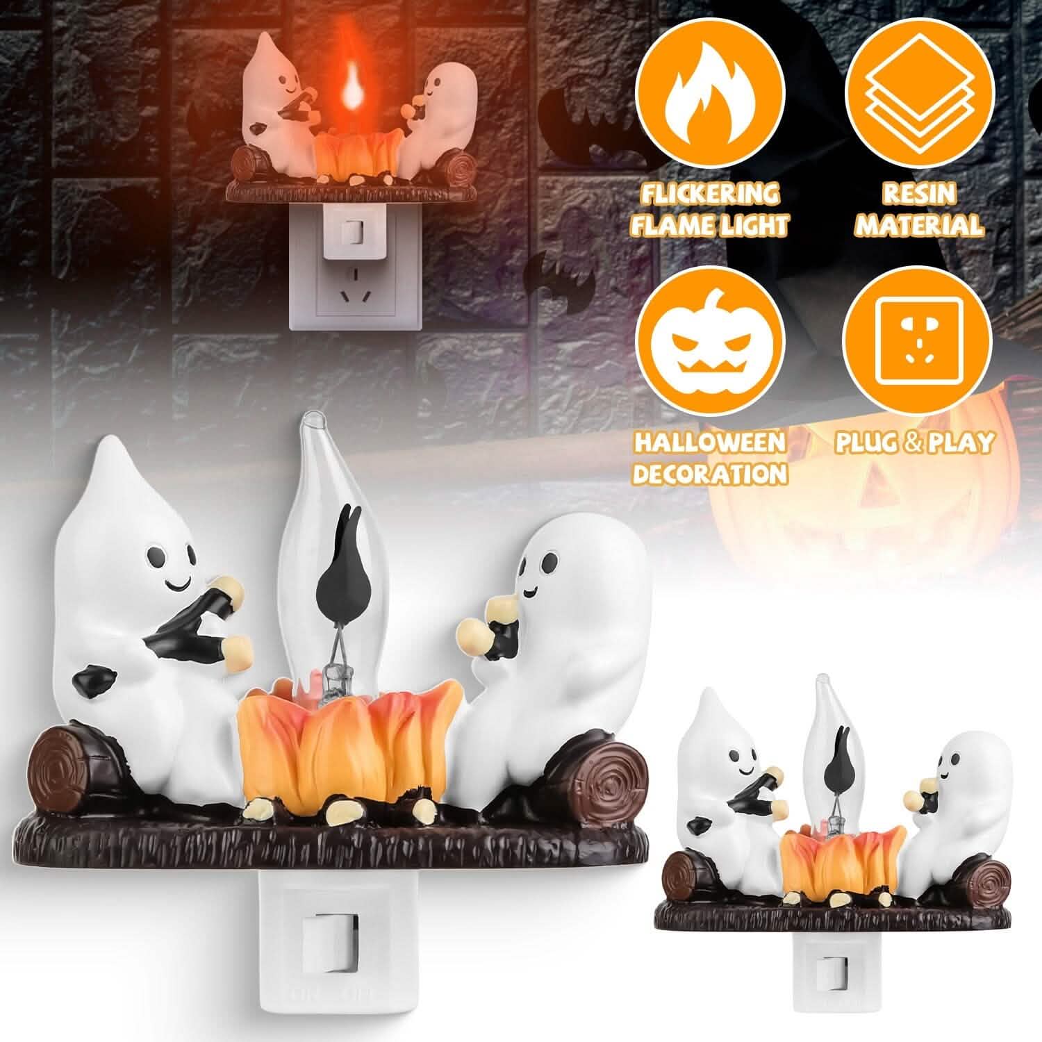 2-Pack: Ghost Campfire Flickering Flame Night