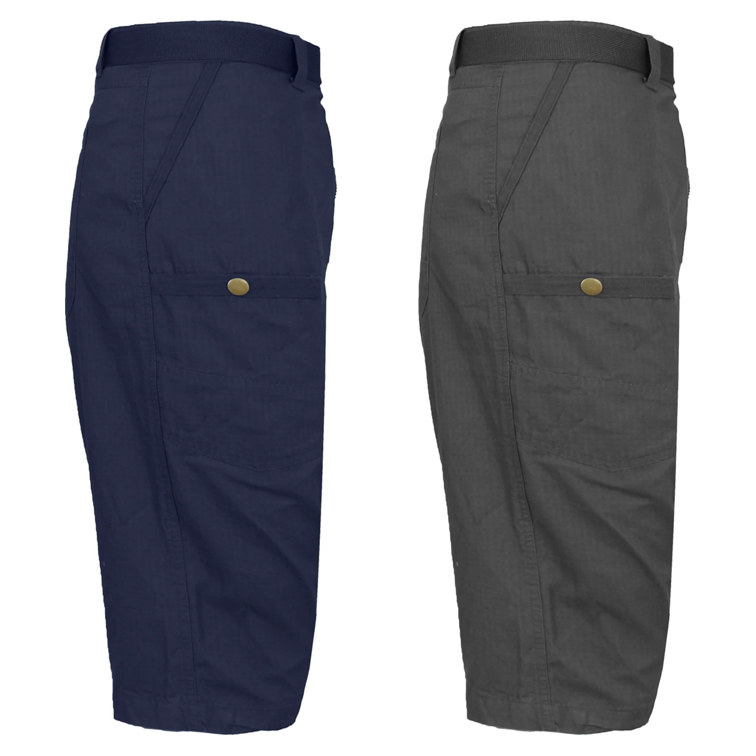 2-Pack: Men's Tech Extended Size Cotton Cargo Utility Belted Shorts