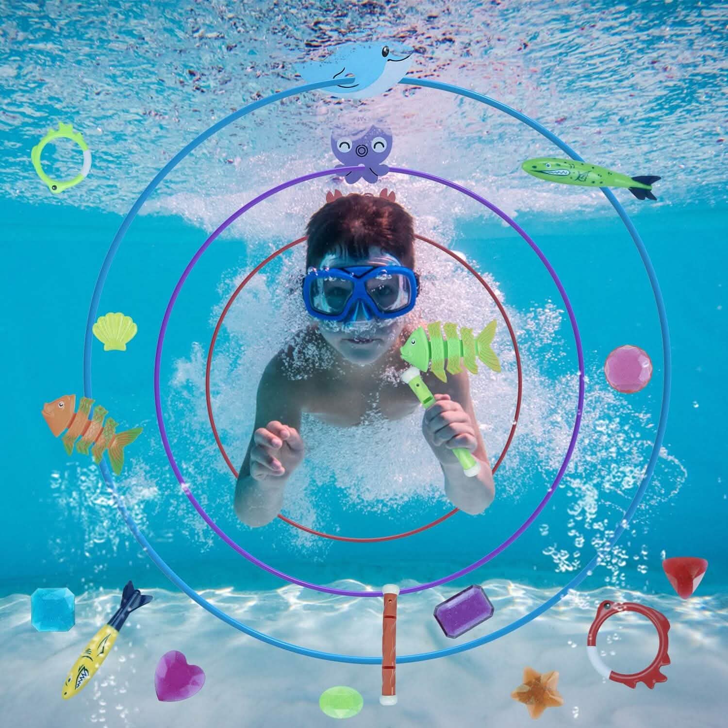 24-Pieces: Diving Toys Swimming Pool for Aged 3+ Years Old
