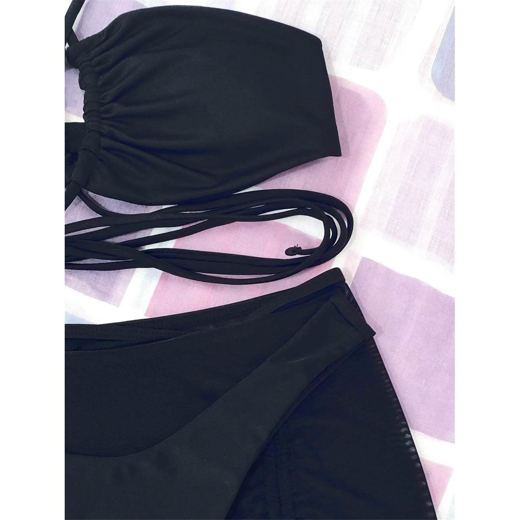 3-Pack: Criss Cross Halter Bikini Swimsuit & Beach Skirt