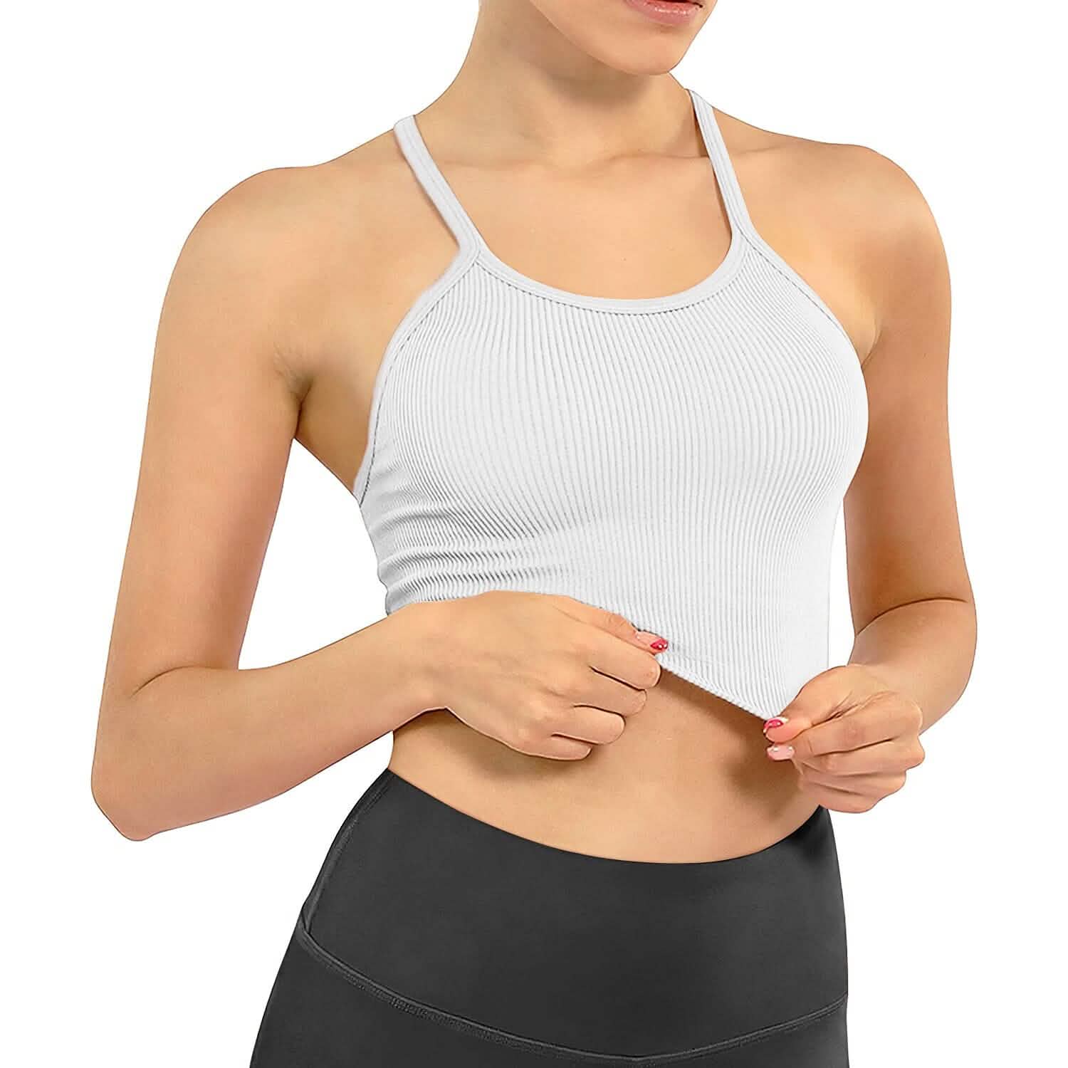 3-Pack: Women Crop Basic Tank Top Ribbed Knit Sleeveless
