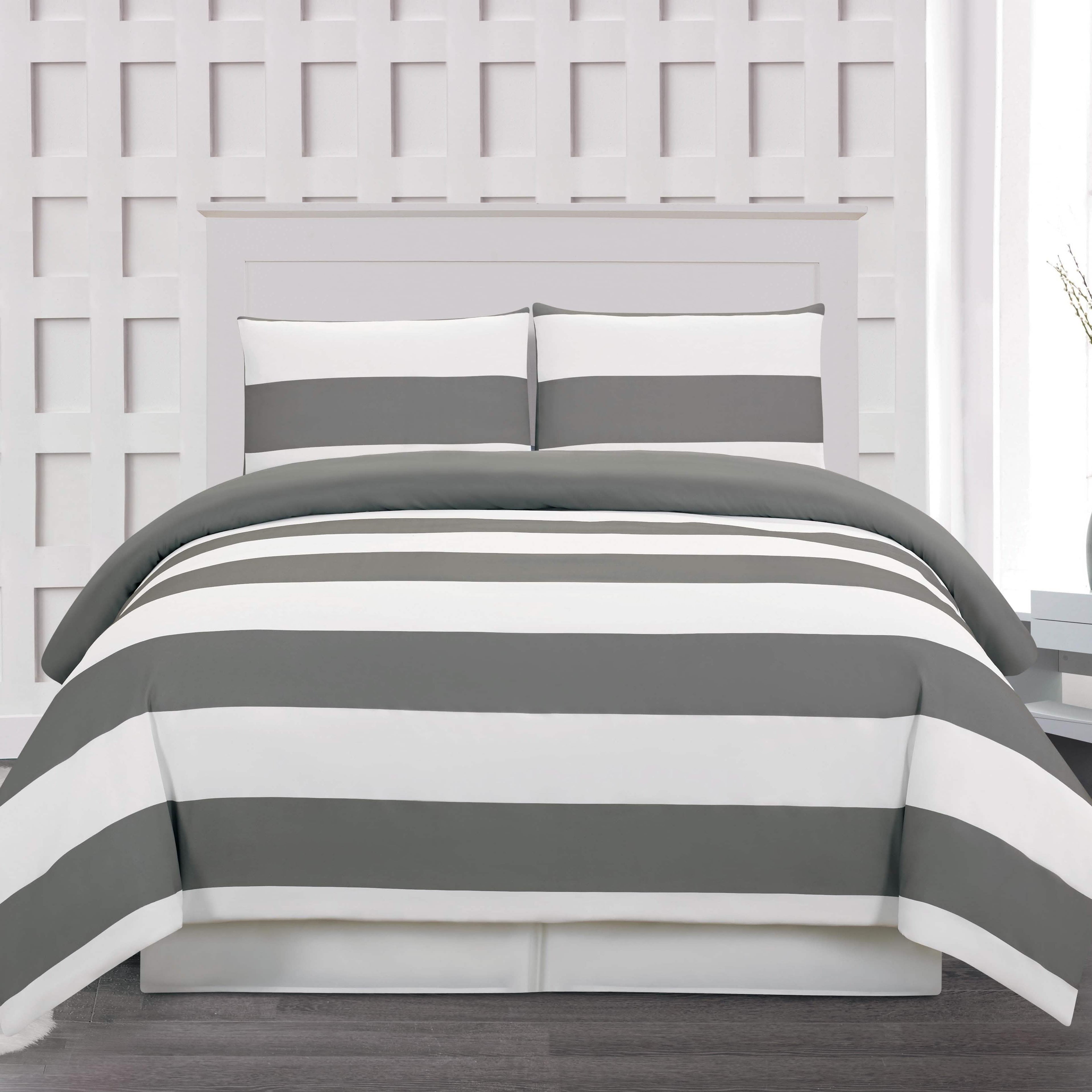 3-Piece: Cabana Stripe Reversible Hypoallergenic Duvet Set