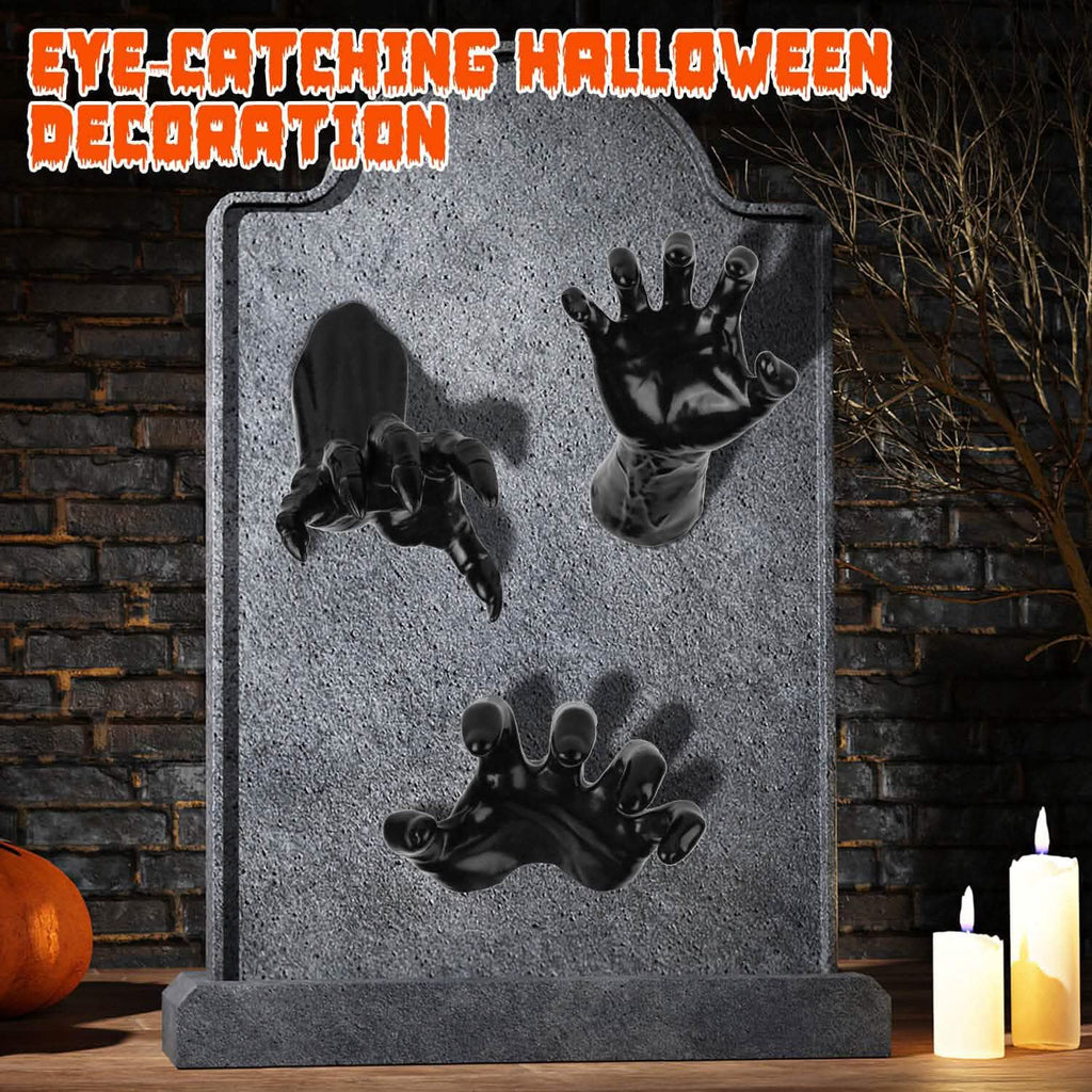 3-Pieces: Creepy Reaching Hands with Lighted Candles Wall Mounted