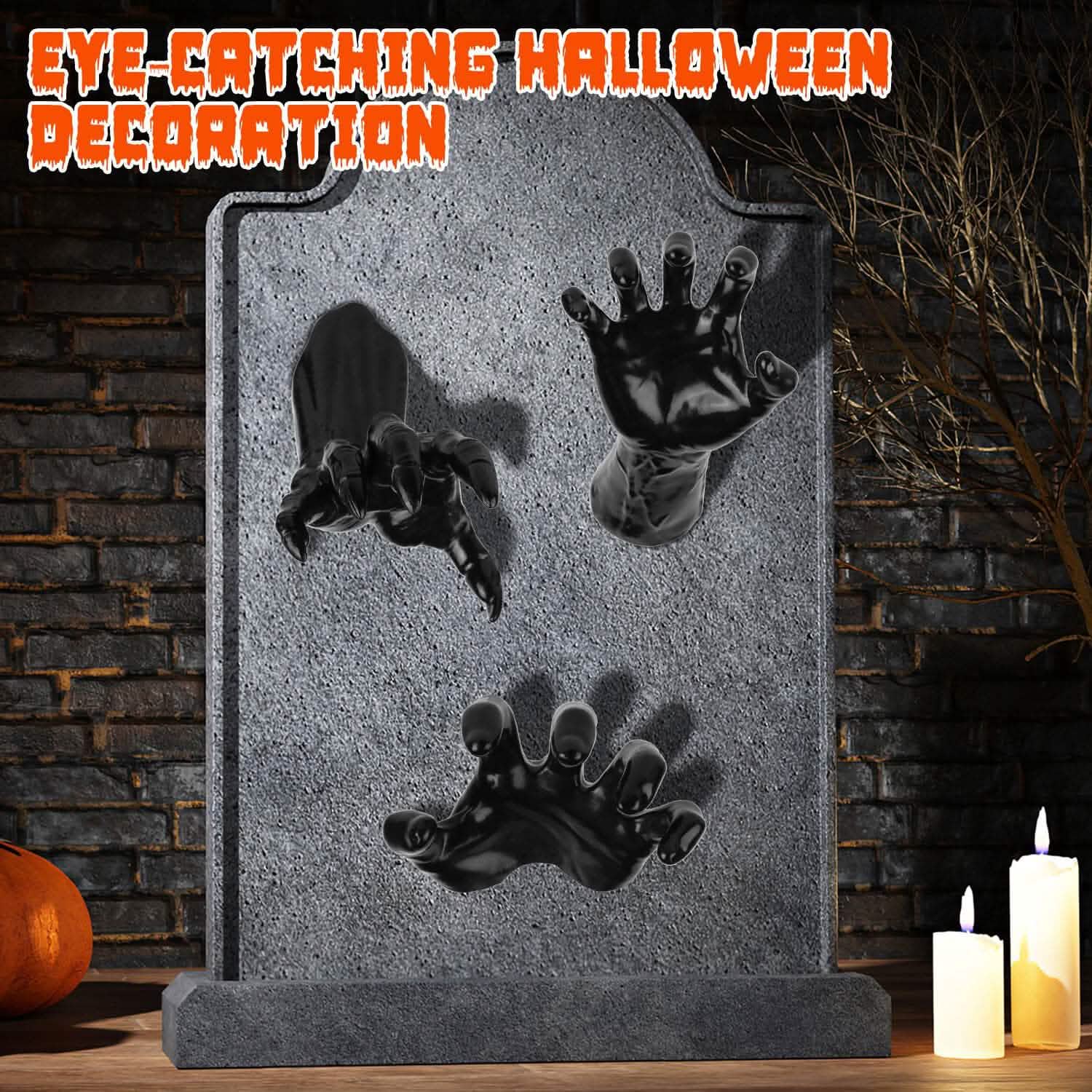 3-Pieces: Creepy Reaching Hands with Lighted Candles Wall Mounted