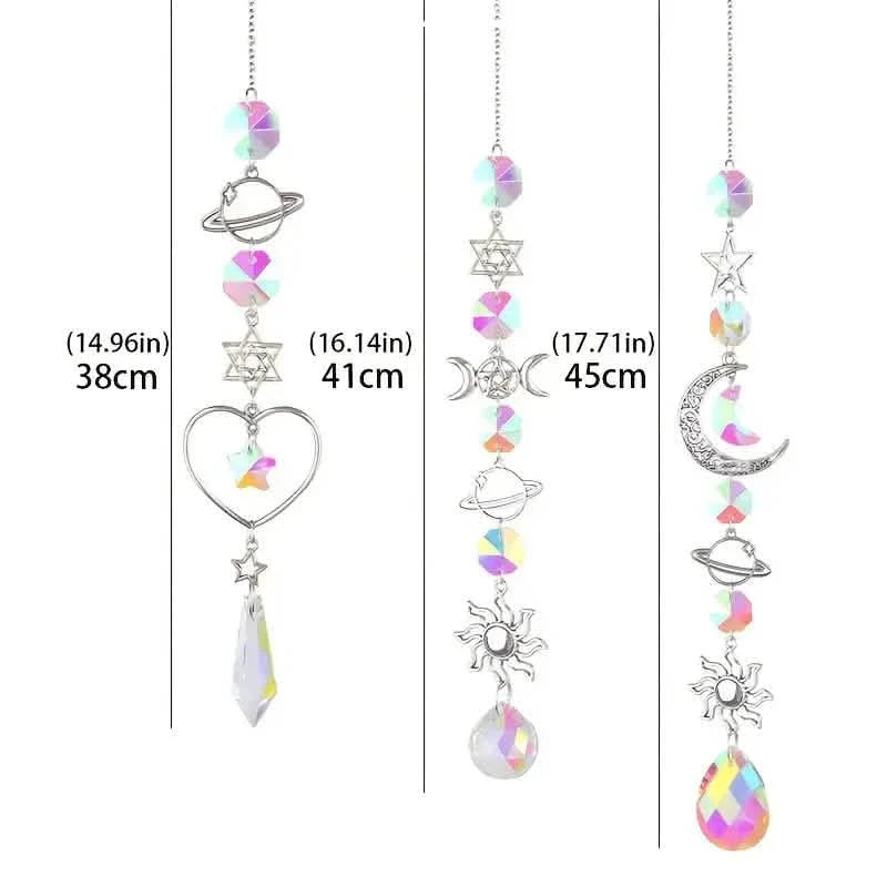 3-Pieces: Crystal Wind Chime Pendant Catcher Diamond Prisms