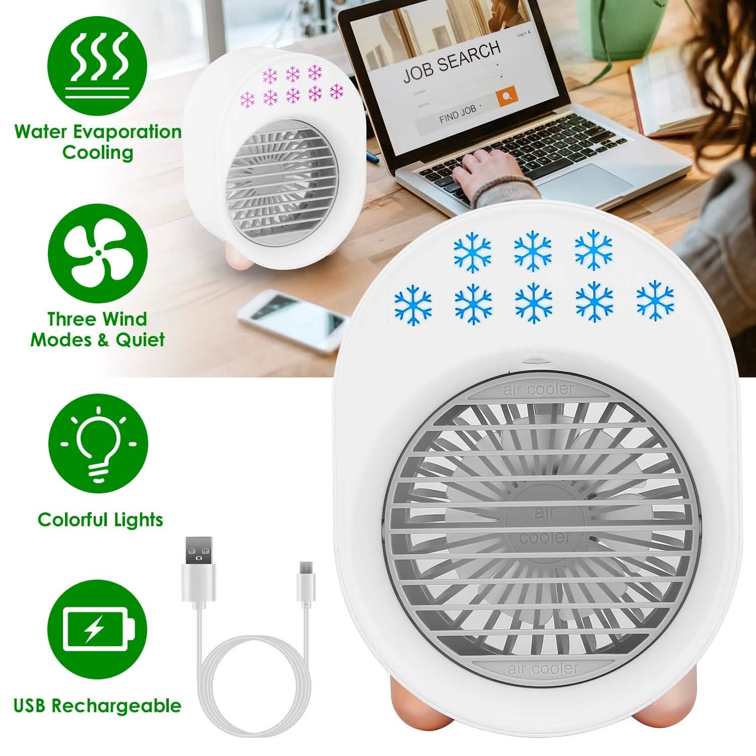 4-in-1 Portable Mini Desktop Water Mist Cooling Air Conditioner