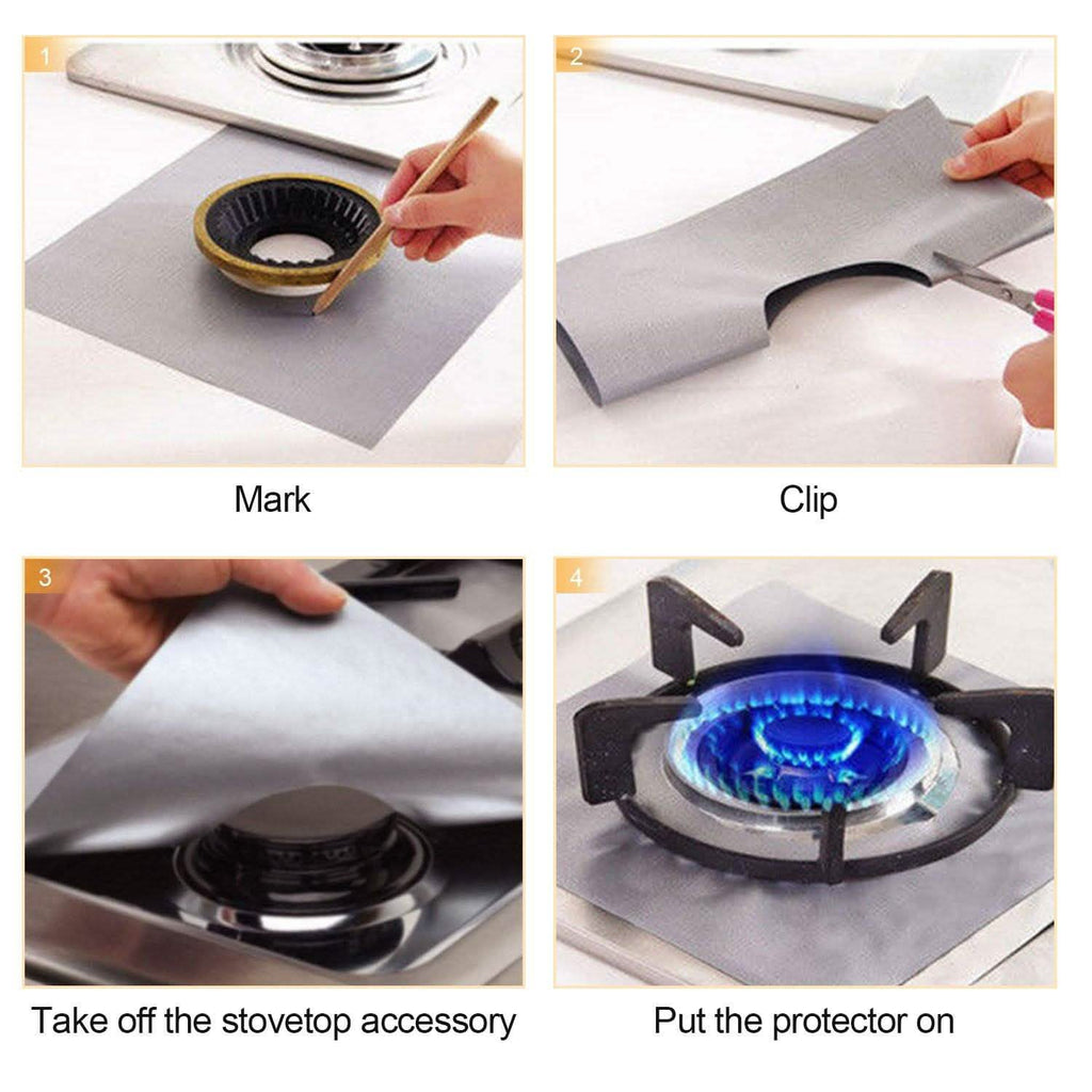 4-Pack: Reusable Nonstick Overtop Burner Protector Liner