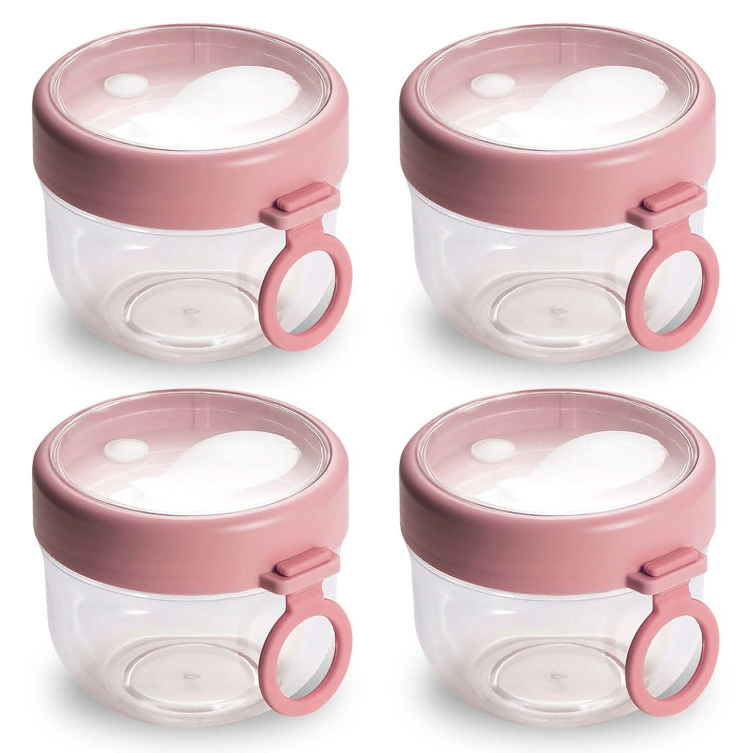 4-Piece: 20 Oz Oat Containers with Lids and Folding Spoons