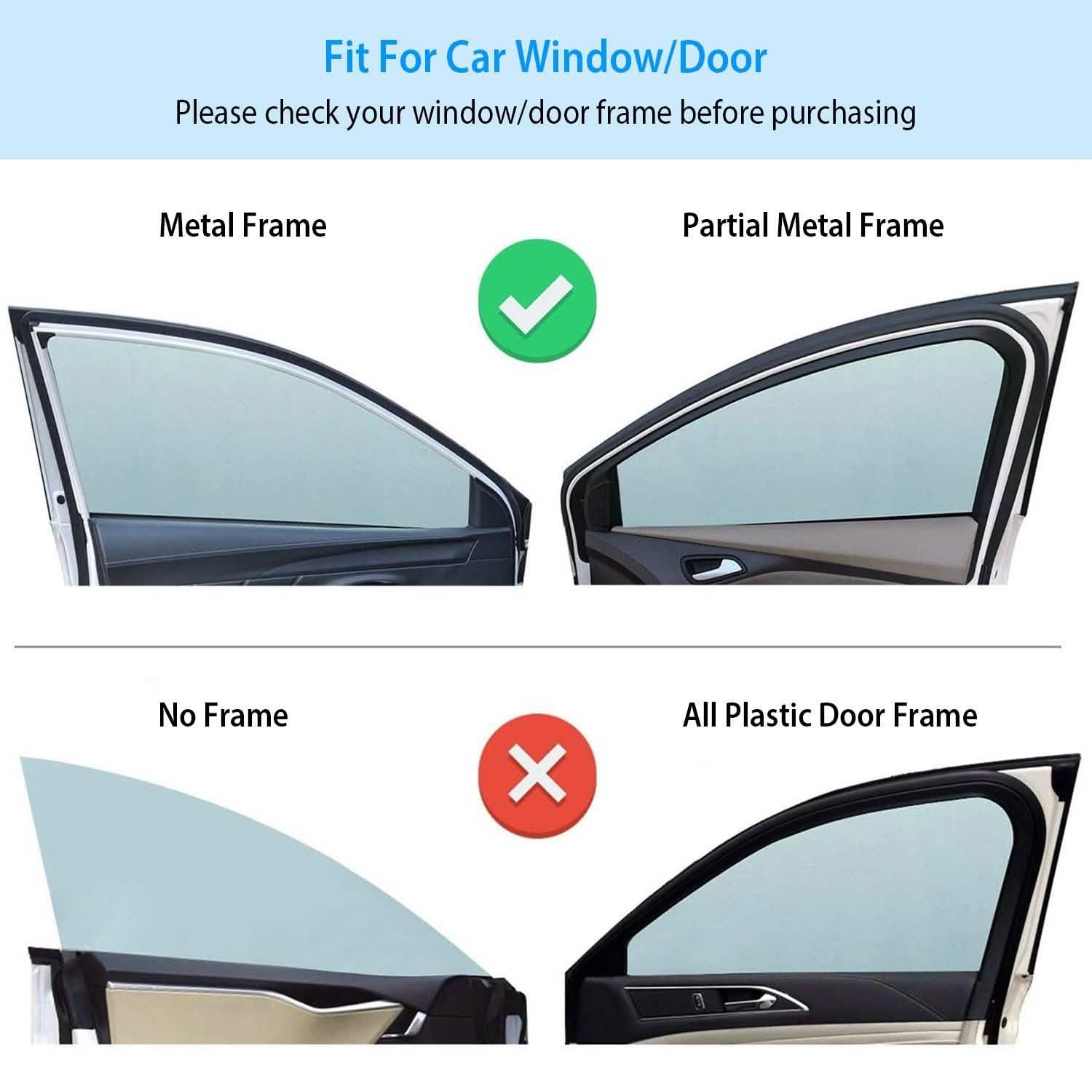 4-Piece: Front Rear Car Window Magnet Covers