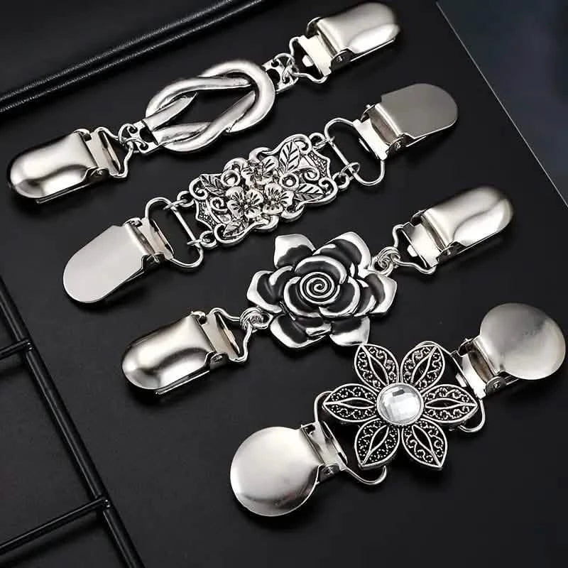 4-Pieces: Vintage Sweater Shawl Clips Retro Cardigan Collar Clips