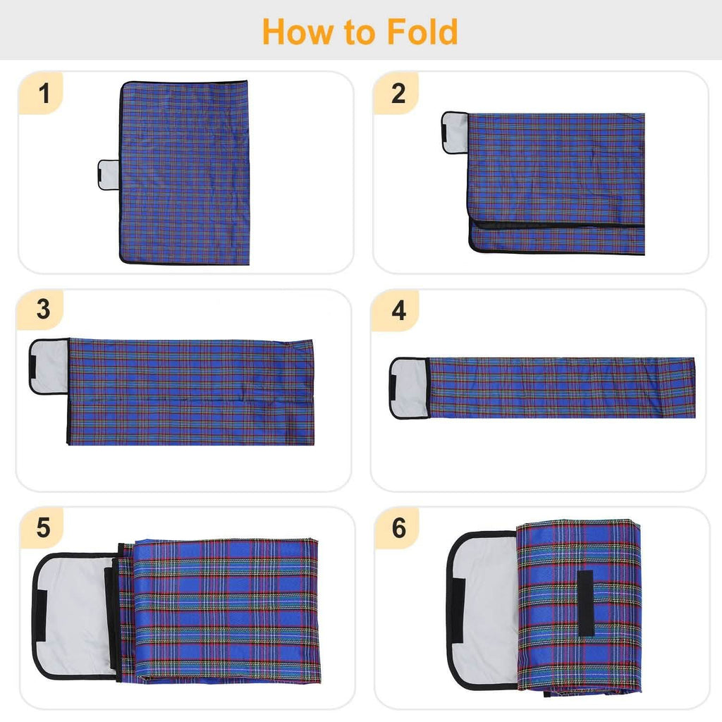 60" x 78" Foldable Waterproof Picnic Blanket with Strap