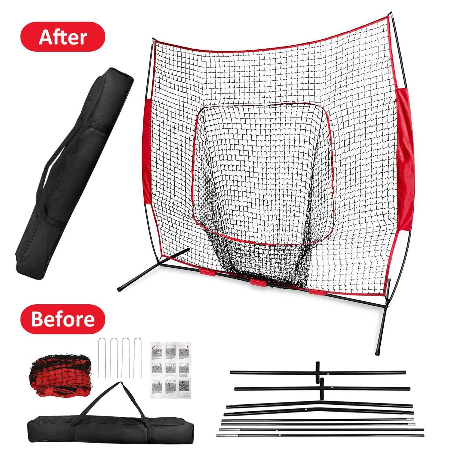 7x7ft Training Net with Bow Frame Carrying Bag for Solo Team Training