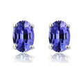 925 Sterling Silver 2.00ct Genuine Tanzanite Oval Stud Earrings