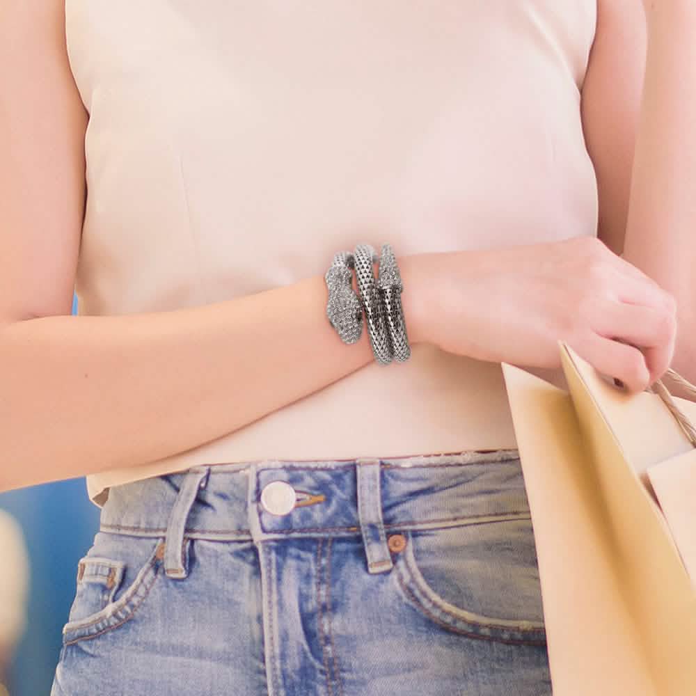 Exotic Designer Sultry Crystal Snake Bracelet