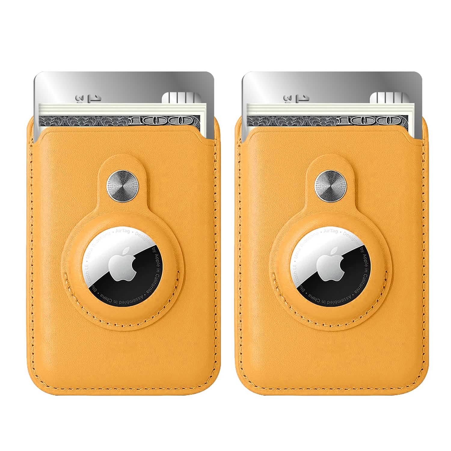 RFID Blocking Snap-On MagSafe Magnetic Card Wallet Holder Organizer With Built-In AirTag Pocket