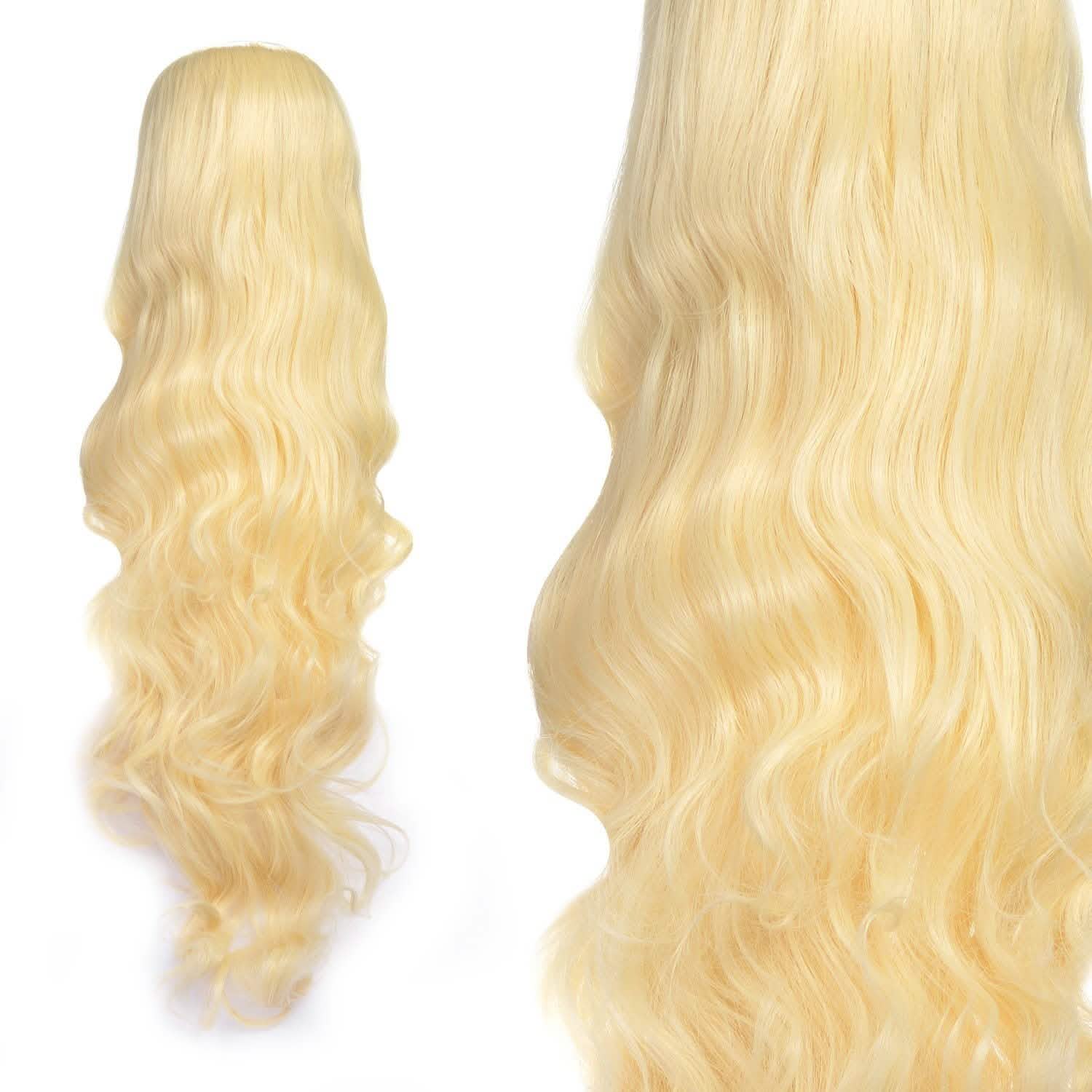 AGPTEK 33 Inch Heat Resistant Curly Wavy Long Wigs Blond Hair