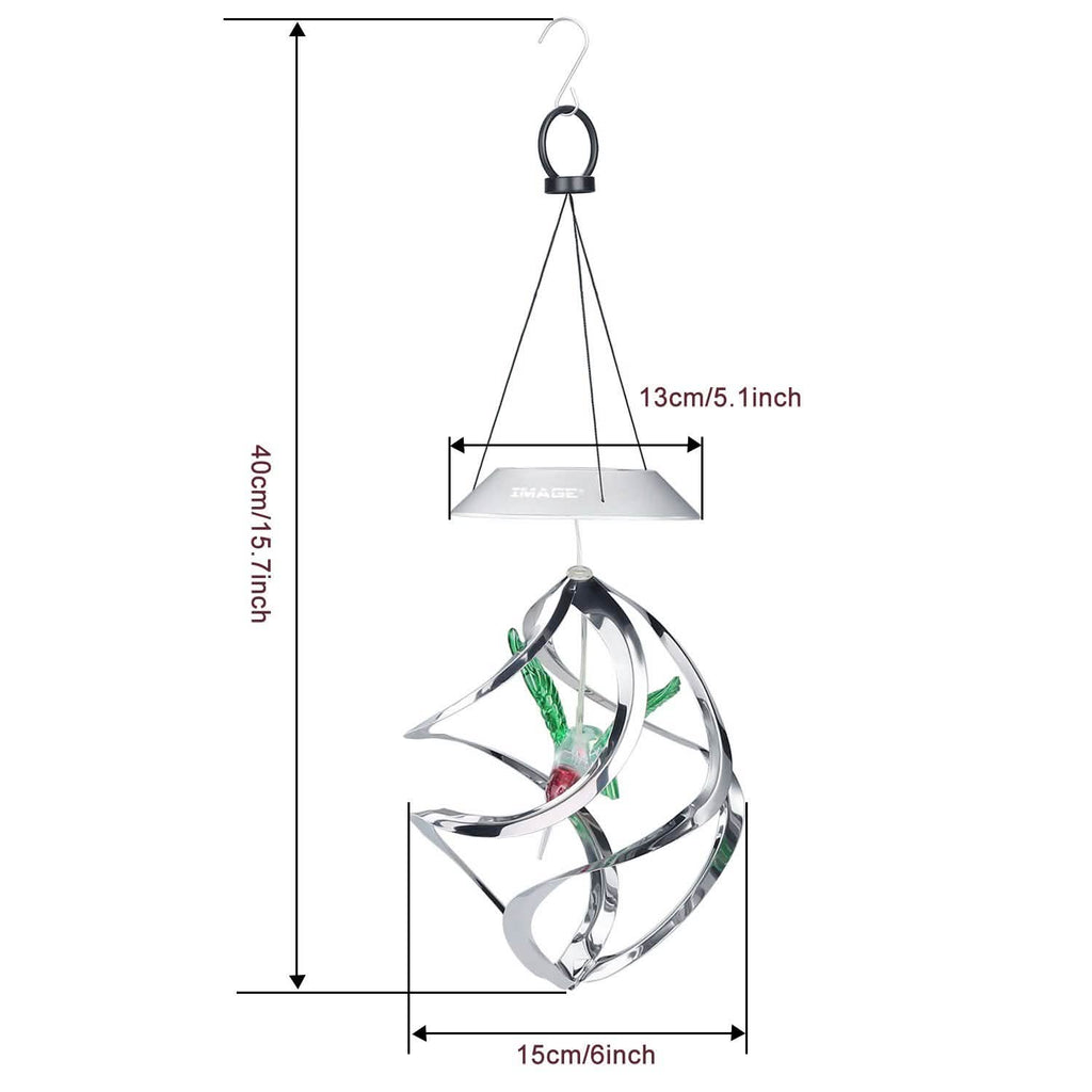 AGPtek Hummingbird Win Wind Chime Color Changing Solar Hanging Lights