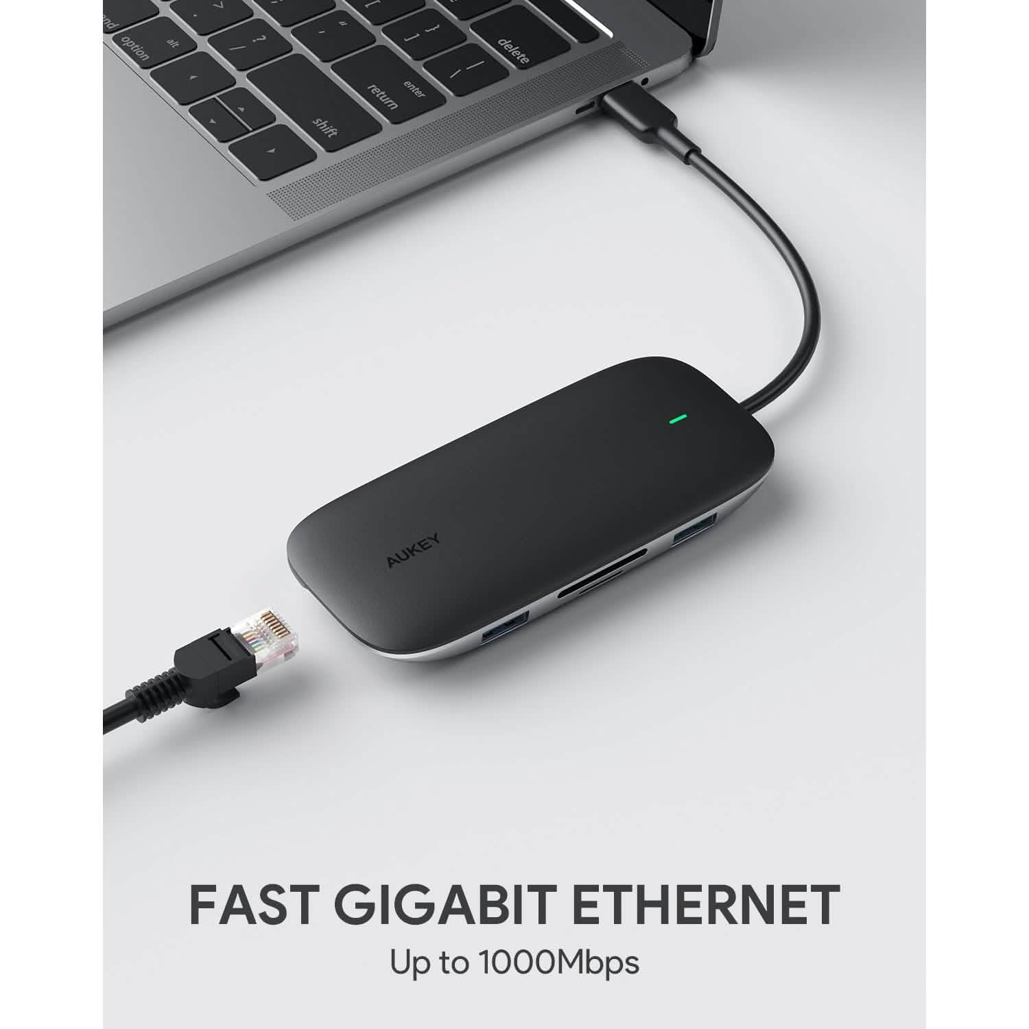 AUKEY CBC71 8 in 1 USB C Hub with Ethernet Port