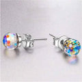 Aurora Borealis Swarovski Crystal Faceted Ball Stud Earrings