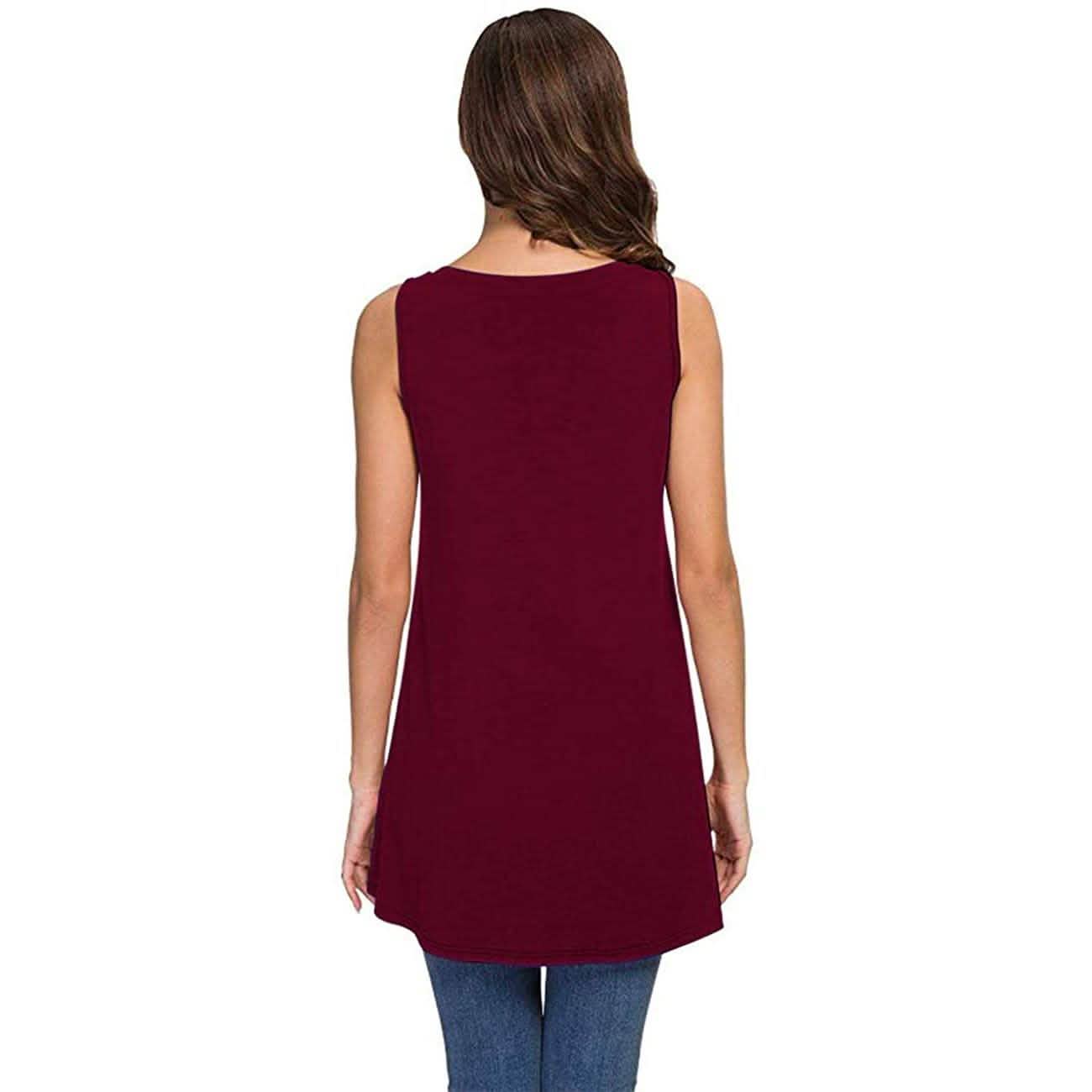 Women's Summer Casual Sleeveless V-Neck T-Shirt Tunic Blouse Tank Tops