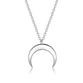 Authentic 925 Sterling Silver Simple Moon Shape Necklace