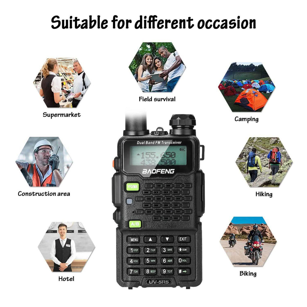 BAOFENG UV-5R5 VHF/UHF Dual Band Two Way Ham Radio Transceiver Walkie Talkie
