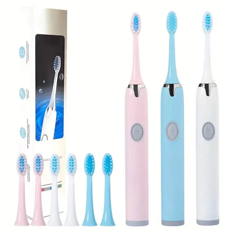 Battery Operated Toothbrush Kit with 6 Soft Bristles