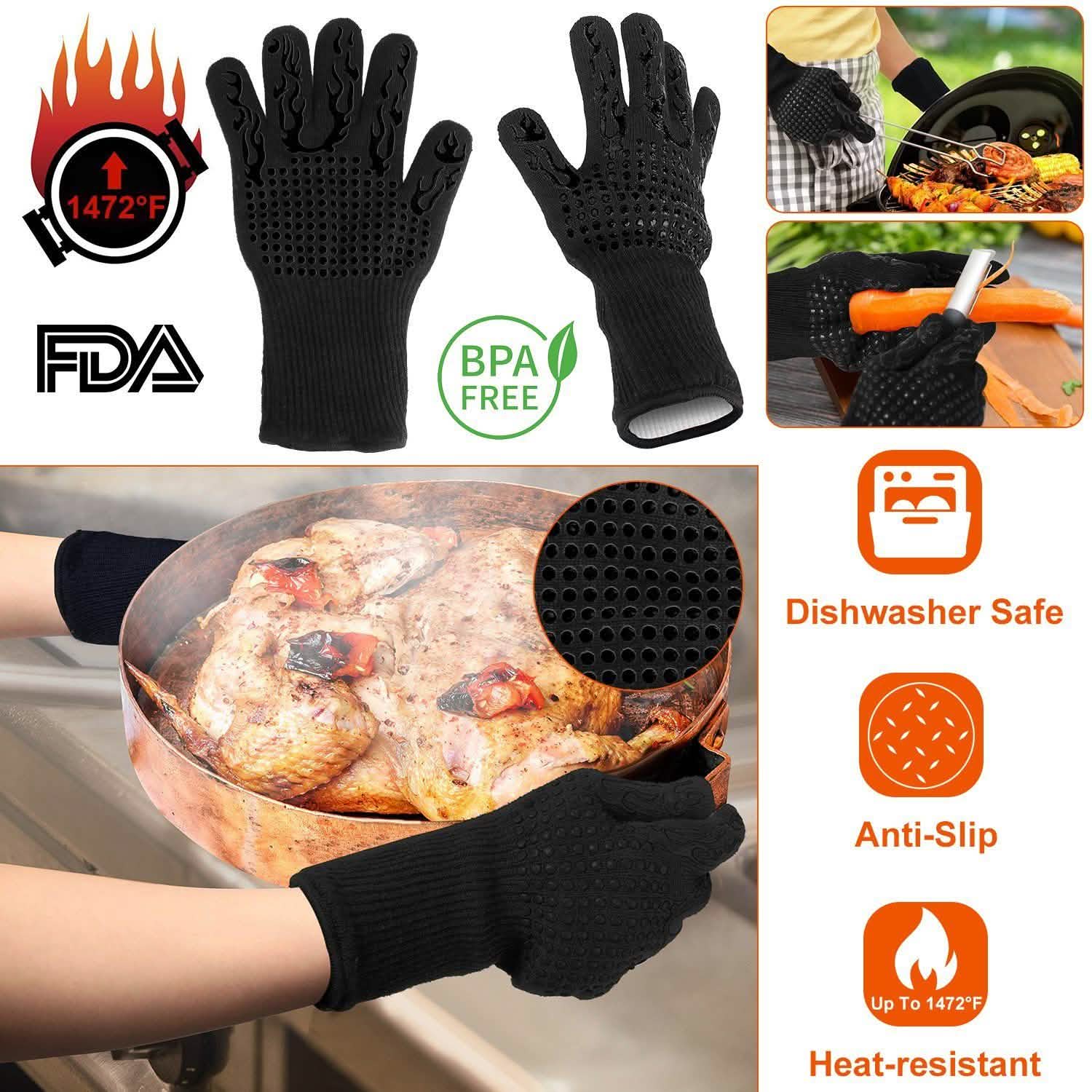 BBQ Gloves 1472¬∞F Heat Resistant Grill Gloves Anti-slip