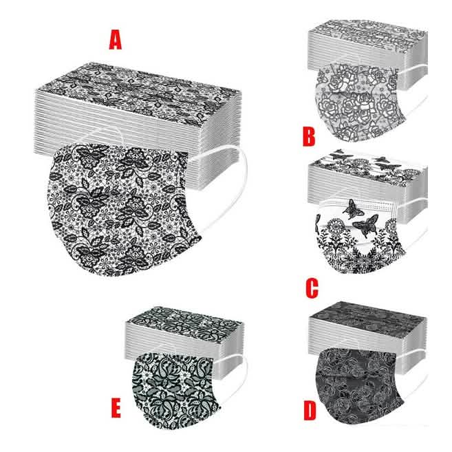 Butterfly Disposable Mask Flowers Lace