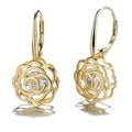 Caged Swarovski Crystal Rose Lever Back Earrings