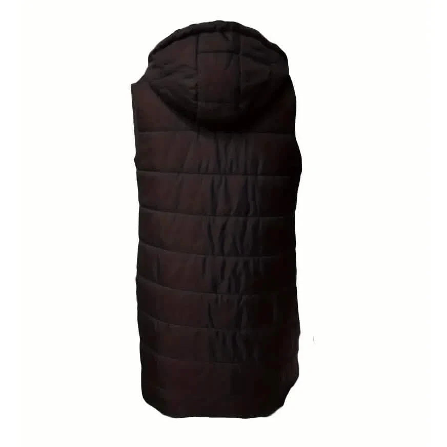 Casual Sleeveless Long Button Front Hooded Coat Outerwear