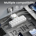 12-in-1 Adjustable Desk Lamp Power Strip – 6 AC Outlets, 3 USB-A & 2 Type-C Ports, Surge Protection