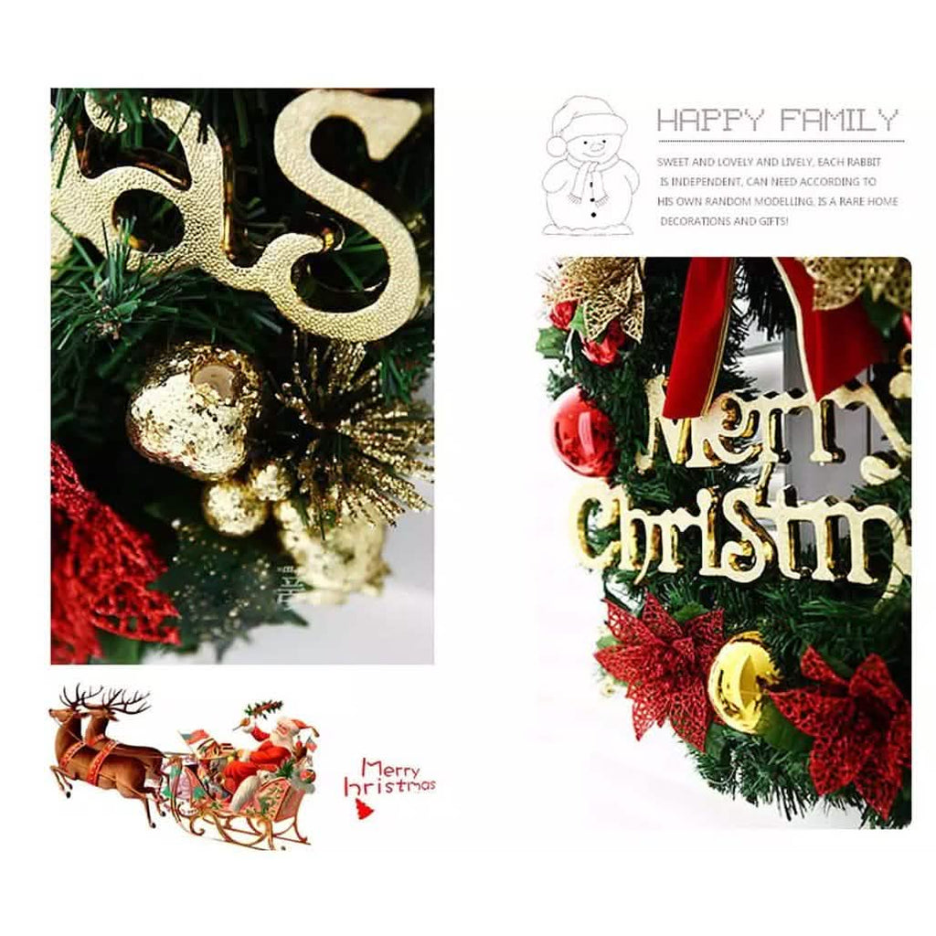 Christmas Xmas Wreath Home Door Wall Ornament Garland Bowknot Party Decoration