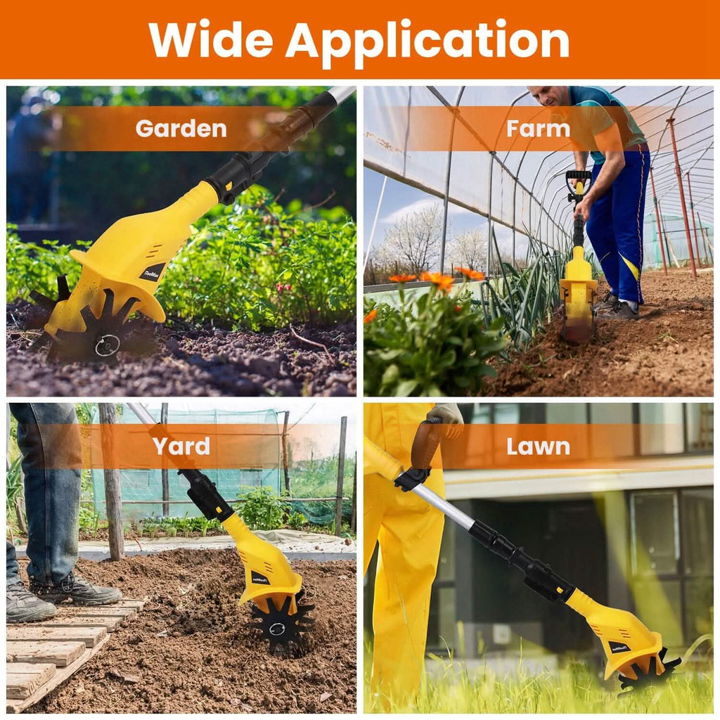 Cordless Electric Garden Tiller Cultivator With 20V Rechargeable Battery