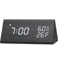 Digital Alarm Clock with Wooden Electronic LED Time Display