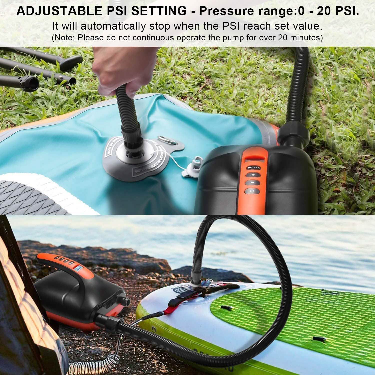 Digital Electric Air Pump Intelligent Dual Stage & Auto-Off Function for Paddle Boards Inflatable Boat Kayaks