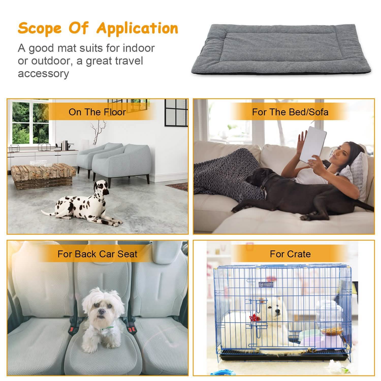 Dog Bed Mat Comfortable Fleece Reversible Pad