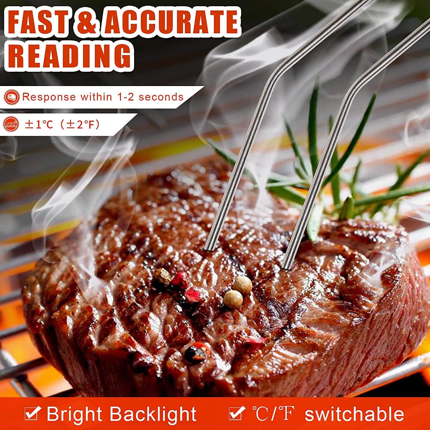 Dual Probe Digital Instant Read Food Thermometer