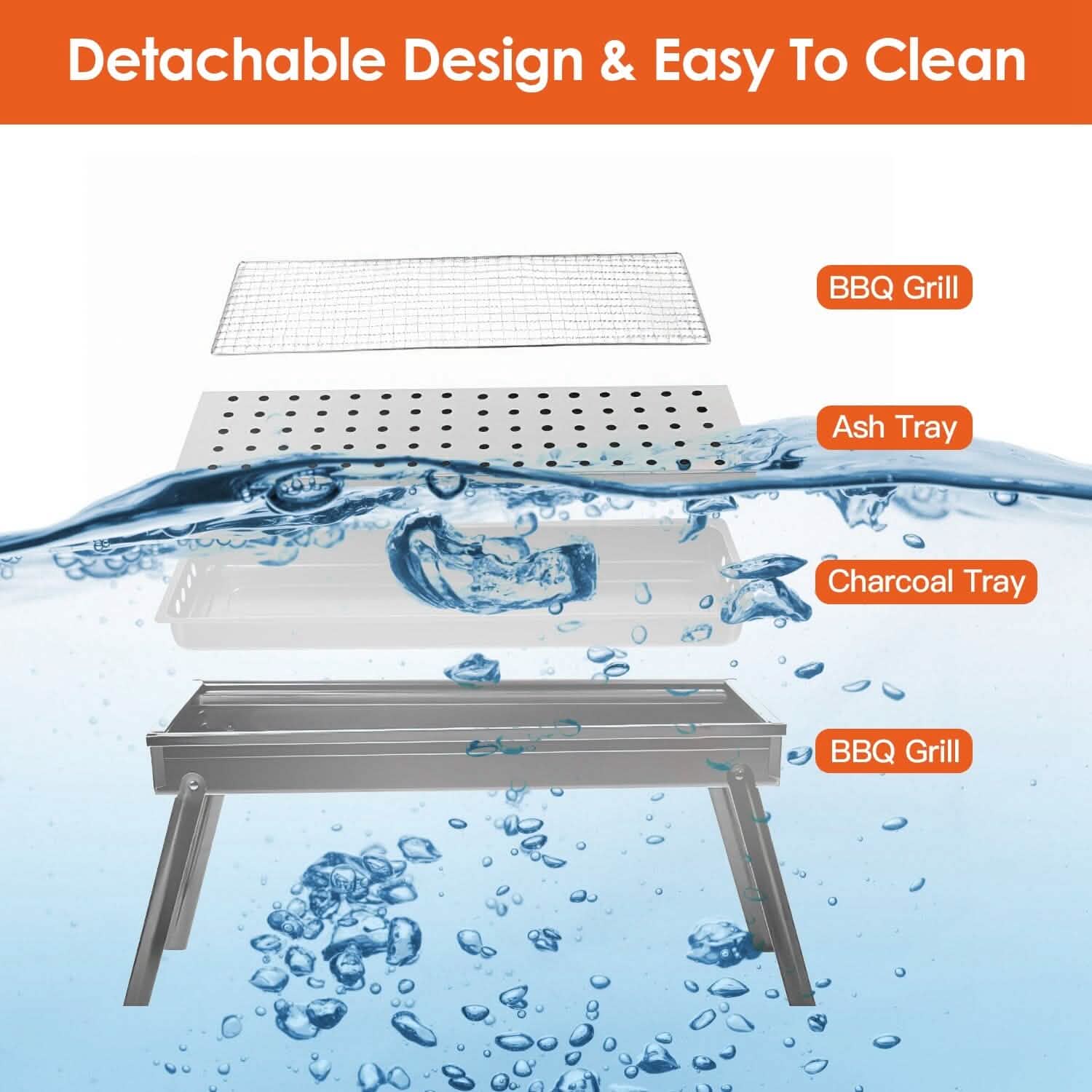 Foldable Charcoal BBQ Grill Stainless Steel Grill Net