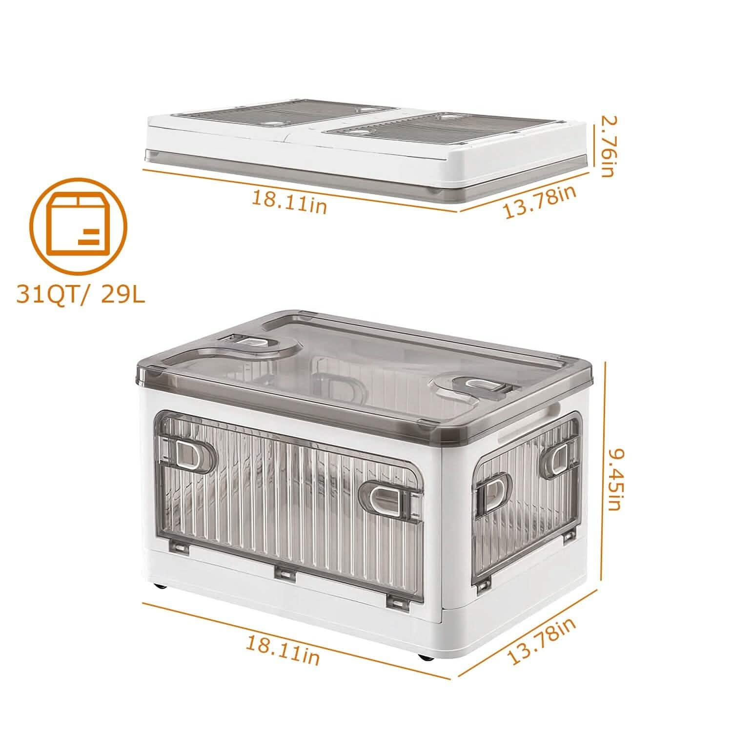 Foldable Storage Bins with Lid 4 Doors Collapsible Stackable with Lock