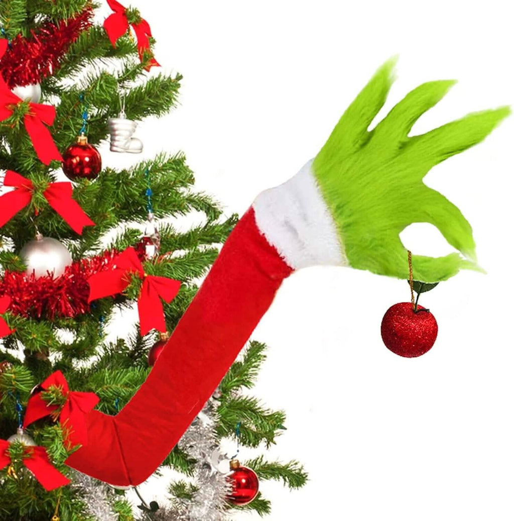 Furry Green Monster Elf Arms Hand for Christmas Tree Ornaments