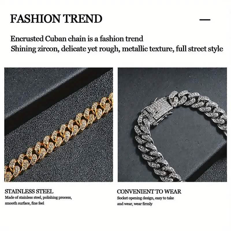 Geometric Bling Hip-Hop Cuban Chain Neckiace