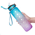 Giotto 32oz Leakproof BPA Free Drinking Water Bottle with Time Marker & Straw