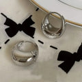 Glossy Chunky Shaped Hoop Earrings Copper Jewelry Vintage Elegant Style Female Geometric Ear Buckles